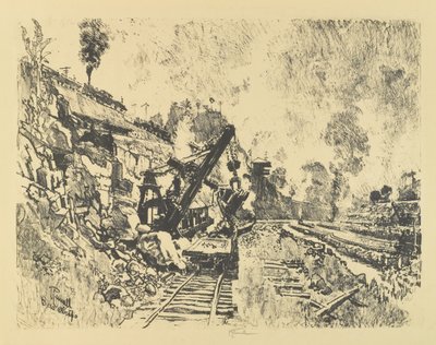 Stoomschop in de snede bij Bas Obispo door Joseph Pennell