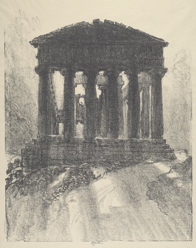 Zonsopgang Achter de Tempel van Concord, Girgenti door Joseph Pennell
