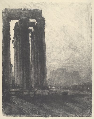 Tempel van Jupiter, Avond door Joseph Pennell