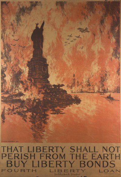 Dat vrijheid niet van de aarde zal verdwijnen, koop vrijheidsobligaties, Eerste Wereldoorlog poster door Joseph Pennell