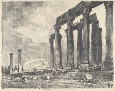 De Akropolis vanuit de Tempel van Jupiter, Athene door Joseph Pennell
