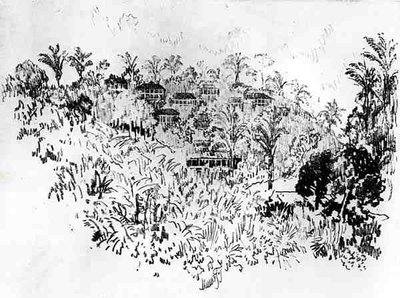 Het Amerikaanse Dorp, plaat X uit Het Panamakanaal door Joseph Pennell door Joseph Pennell