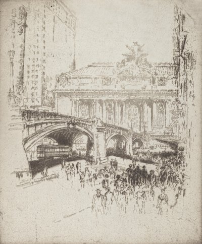 De benadering van Grand Central, New York, 1919 door Joseph Pennell