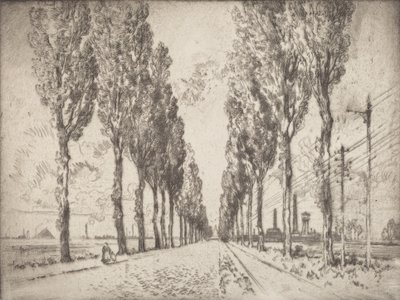 De laan, Valenciennes, 1910 door Joseph Pennell