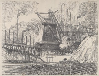 De grote staalfabriek, Gary, Indiana door Joseph Pennell