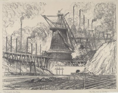 De grote staalfabriek, Gary, Indiana door Joseph Pennell