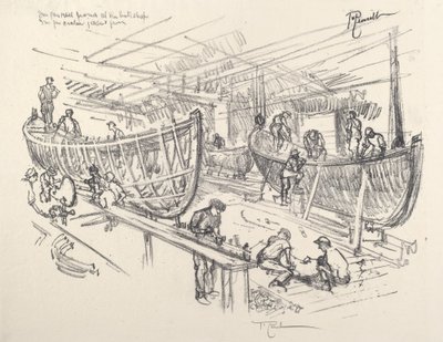 De bootbouwers door Joseph Pennell