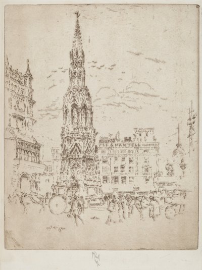 Het Elinor Kruis, voor Charing Cross Station door Joseph Pennell