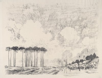 Het inschepingskamp, het klassieke bos door Joseph Pennell
