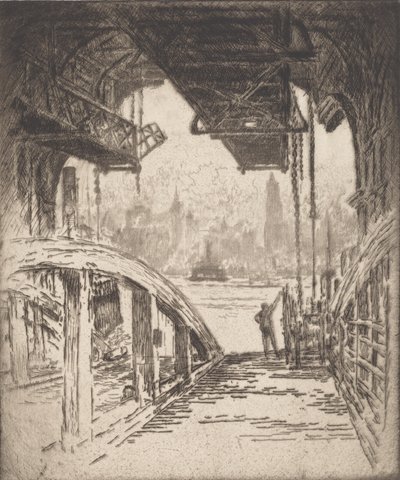 Het veerhuis, 1919 door Joseph Pennell