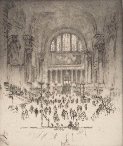De Marmeren Hal, Pennsylvania Station, New York, 1919 door Joseph Pennell