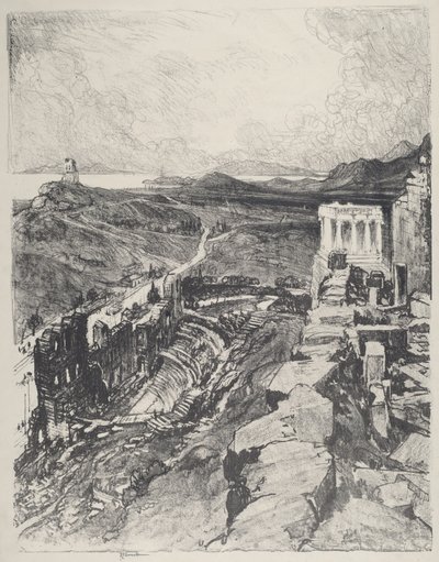 Het Odeon, Athene door Joseph Pennell