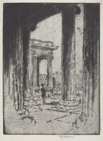 Het Portiek, British Museum door Joseph Pennell