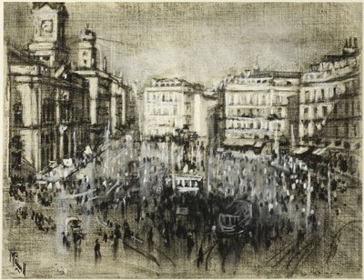 De Puerta del Sol, Madrid door Joseph Pennell
