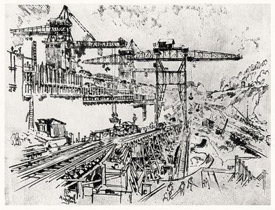 De Muren van de Miraflores Sluis, plaat XXIII uit Het Panamakanaal door Joseph Pennell door Joseph Pennell