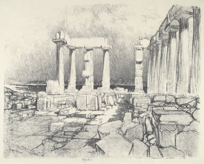 De wijn-donkere zee, Sunium, 1913 door Joseph Pennell