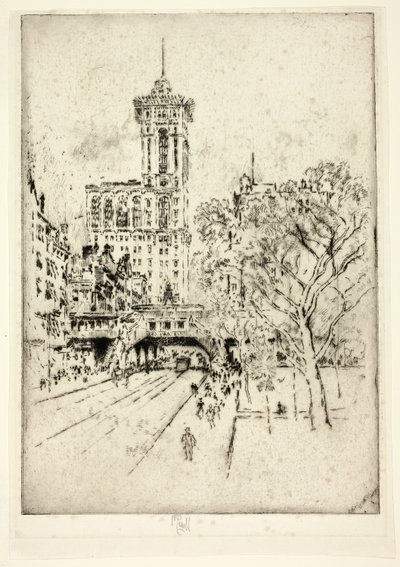 Times Building en 42nd Street door Joseph Pennell
