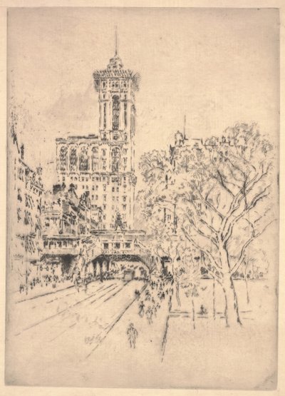 Times Building en 42nd Street door Joseph Pennell
