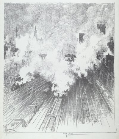 Treinwerf, St. Louis door Joseph Pennell