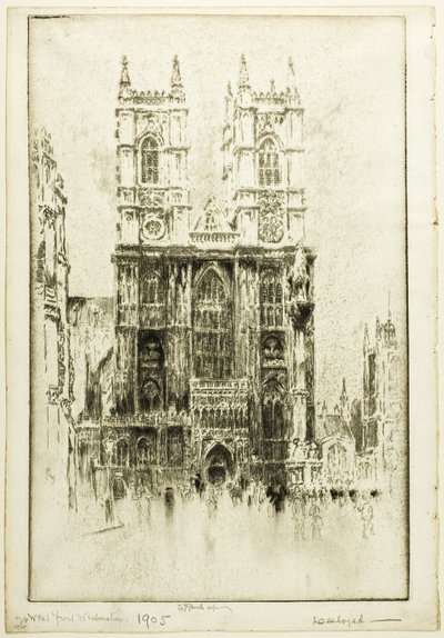 Westelijke Voorzijde, Westminster Abbey door Joseph Pennell