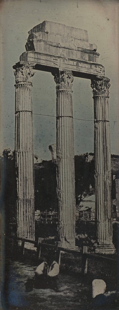 Noordwestgevel, Tempel van Castor en Pollux, Rome door Joseph Philibert Girault De Prangey