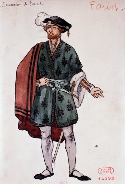 Kostuum voor het personage Faust in Damnation of Faust door Hector Berlioz, schets door Joseph Porphyre Pinchon door Joseph Porphyre Pinchon