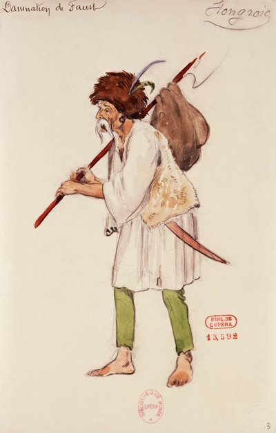 Kostuum voor het personage van Hongaar in Damnation of Faust door Hector Berlioz, schets door Joseph Porphyre Pinchon (1871-1953) door Joseph Porphyre Pinchon