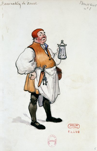 Kostuum voor het karakter van gastheer in Damnation of Faust door Hector Berlioz door Joseph Porphyre Pinchon