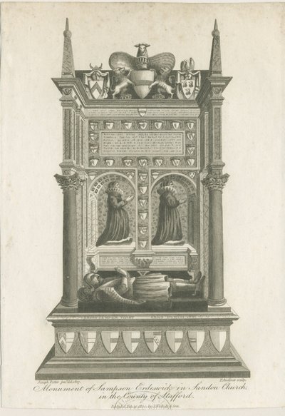 Sandon Kerk - Graf van Sampson Erdeswicke: gravure door Joseph Potter