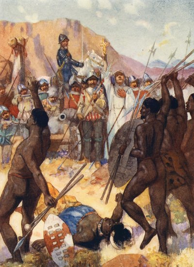 Barreto vecht tegen de Kafirs door Joseph Ratcliffe (after) Skelton