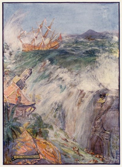 Vernietiging van Port Royal, Jamaica door Joseph Ratcliffe (after) Skelton