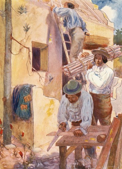 Hugenoten bouwen hun boerderijen door Joseph Ratcliffe (after) Skelton