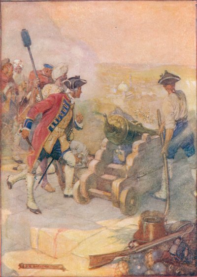 Clive vuurde zelf een van de kanonnen af, ca. 1908, ca. 1920 door Joseph Ratcliffe Skelton