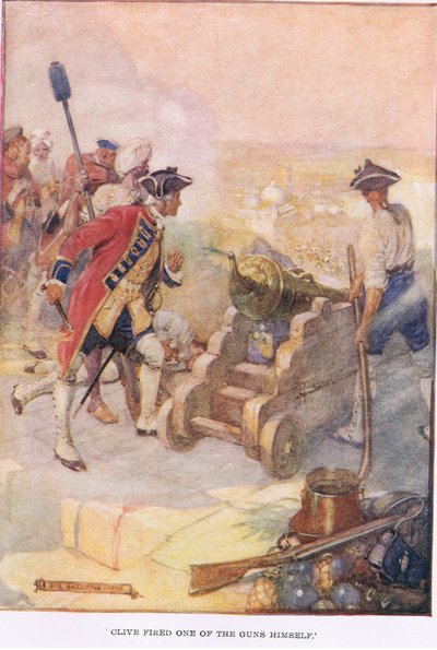 Clive vuurde zelf een van de geweren af door Joseph Ratcliffe Skelton