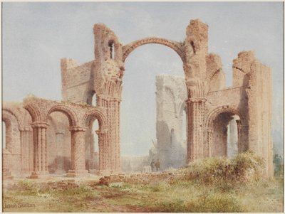 Ruïnes van Lindisfarne Priory door Joseph Ratcliffe Skelton