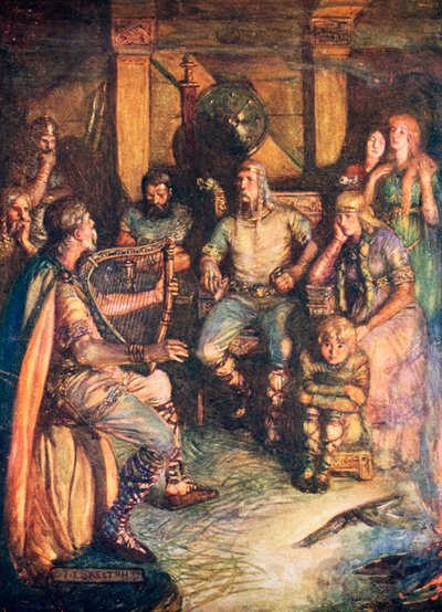 Minstreel die zingt over de beroemde doden van helden door Joseph Ratcliffe Skelton