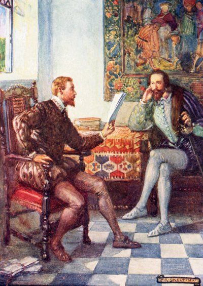 Spenser leest het eerste deel van de Faery Queen voor aan Raleigh door Joseph Ratcliffe Skelton
