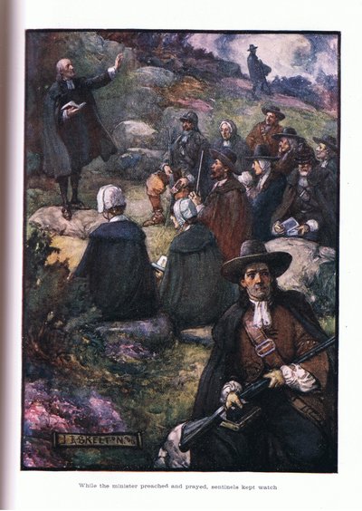 Terwijl de ministers predikten en baden, hielden wachters de wacht door Joseph Ratcliffe Skelton