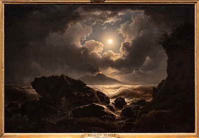 Storm in de Golf van Napels bij maanlicht door Joseph Rebell