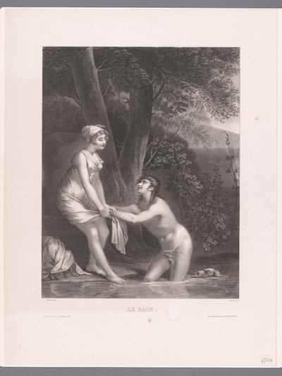 Daphnis en Chloë badend door Joseph Rose Lemercier