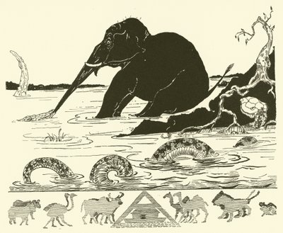 Het Olifantskind dat aan zijn Neus wordt Getrokken door de Krokodil door Joseph Rudyard (after) Kipling