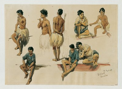 Inboorlingen van het eiland Puinipet (Ponape), Caroline-eilanden door Joseph Selleny