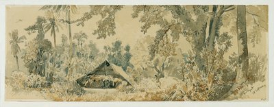 Inheemse hut op het eiland Puinipet (Ponape), Caroline-eilanden door Joseph Selleny