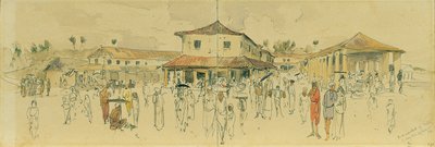 Vismarkt in Point de Galle op Ceylon (Sri Lanka) door Joseph Selleny