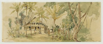 Huis van het Roankiddi-hoofd op het eiland Puinipet (Ponape), Caroline-eilanden door Joseph Selleny