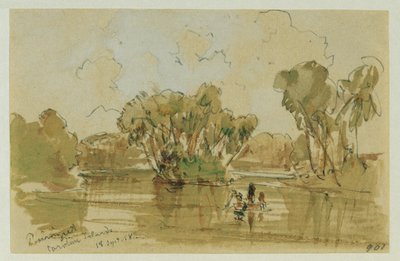 Landschap op het eiland Puinipet (Ponape), Caroline-eilanden door Joseph Selleny