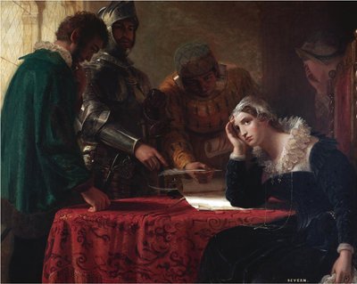 De abdicatie van Maria, koningin van Schotland door Joseph Severn