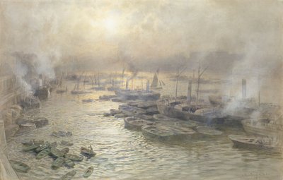 Winterzonsondergang, Westminster, 1902 door Joseph Severn