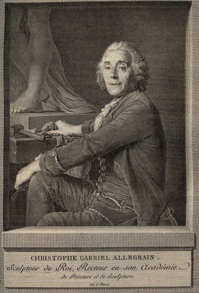 Portret van Christophe-Gabriel Allegrain (1710-1795) Franse beeldhouwer (gravure naar het schilderij van Joseph-Siffrein Duplessis) door Joseph Siffred (after) Duplessis