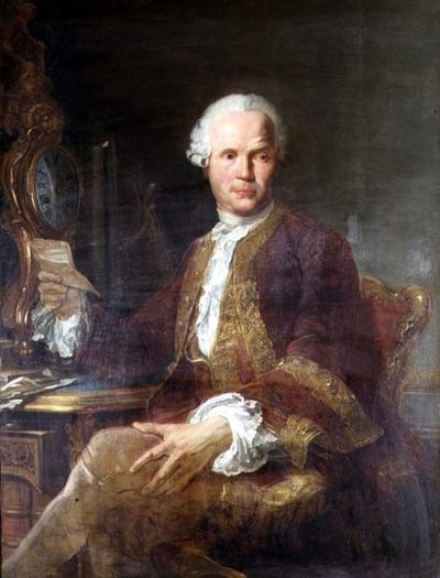Portret van een heer in een wijnrode jas door Joseph Siffred Duplessis